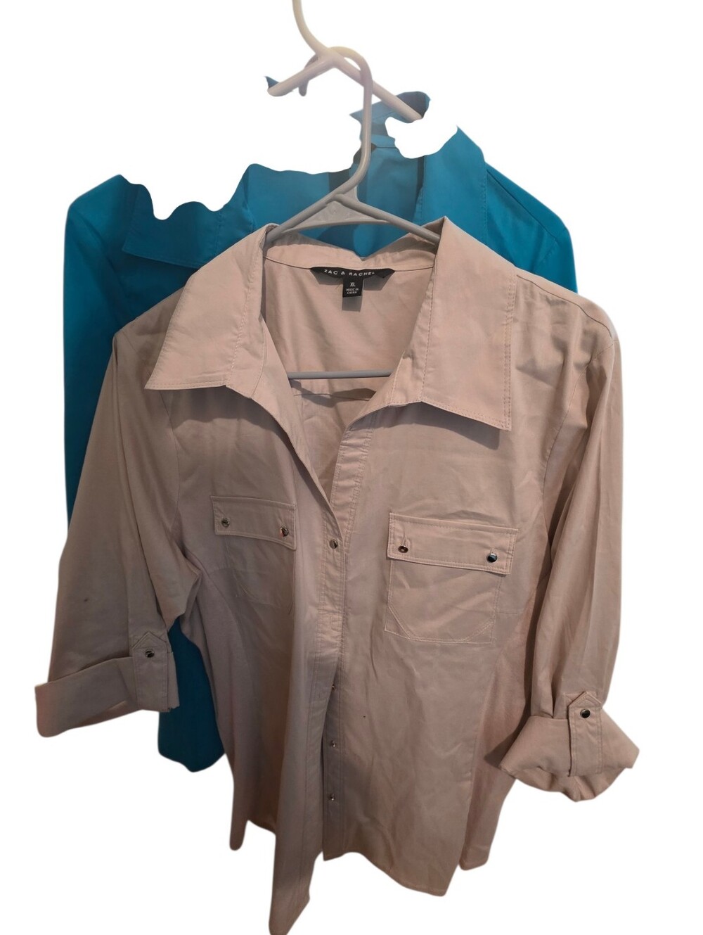 Zac & Rachel  Bay Teal & White Button-Front Shirt Bundle